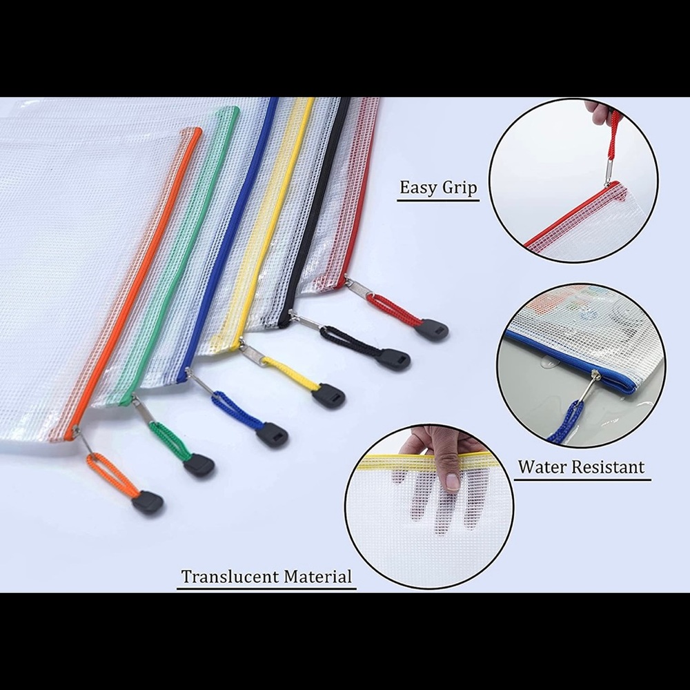 6 Pack Mesh Zippered Bags